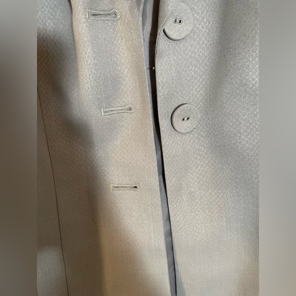 Le Suit Blazer Jacket Gray Silver Women’s Size 8 Professional Career Pleating - Picture 11 of 14
